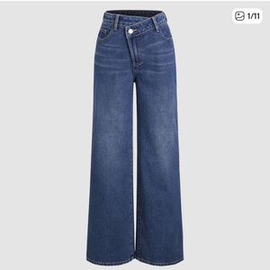 Cider Wide Leg Jeans Asymmetrical button closure S